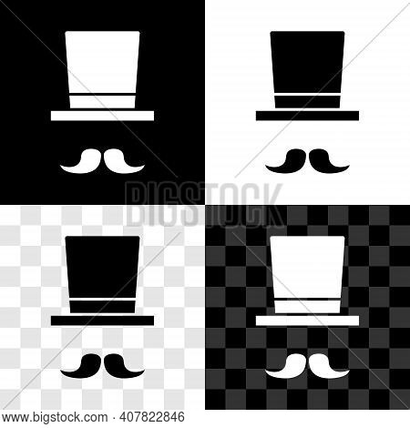 Set Magician Icon Isolated On Black And White, Transparent Background. Vector