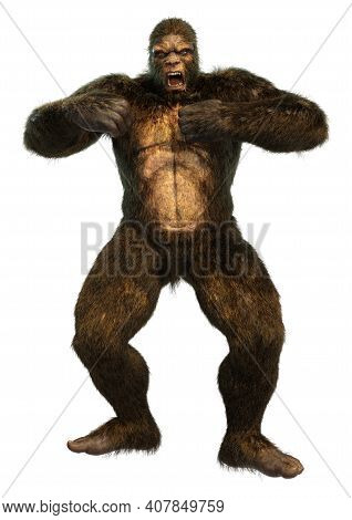 3D Rendering Sasquatch On White