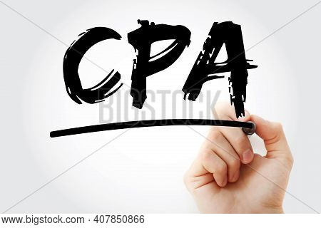 Cpa - Certified Public Accountant Acronym With Marker, Business Concept Background
