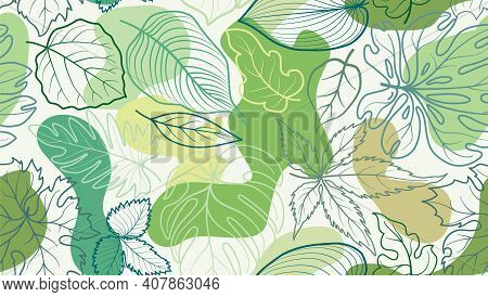 Floral Pattern With Leaves. Flower Seamless Summer Festive Background. Flourish Ornamental Garden Wi