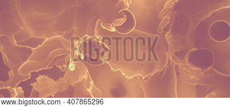 Ink Gold Pattern. Orange Glitter Splash. Brown Art Hot Bronze Abstraction. Red Old Artistic Fire. In