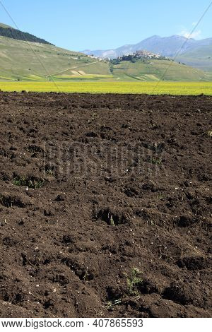 Norcia (pg), Italy - May 25, 2015: The Country Near Castelluccio Di Norcia, Highland Of Castelluccio