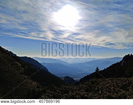 Mountains At Dusk. Autumn Landscape In The Mountains