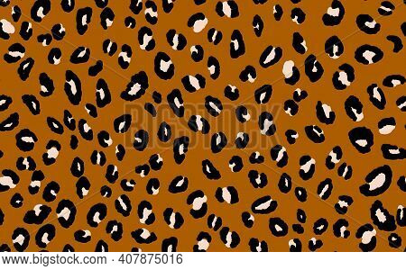 Abstract Modern Leopard Seamless Pattern. Animals Trendy Background. Brown And Black Decorative Vect