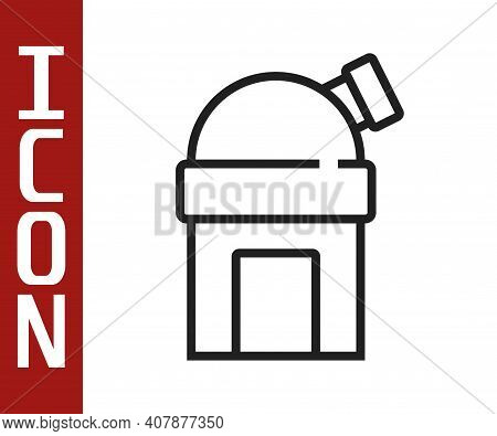 Black Line Astronomical Observatory Icon Isolated On White Background. Observatory With A Telescope.
