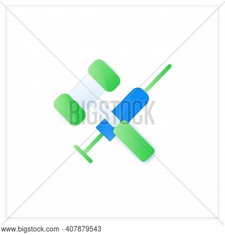 Vaccination Law Flat Icon. Stop Mandatory Vaccination. Judge Gavel And Syringe. Legal Requirements O