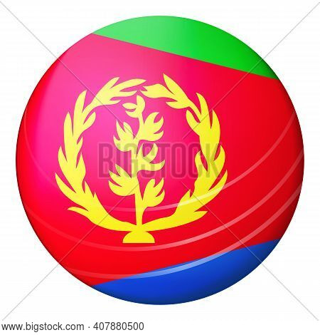 Glass Light Ball With Flag Of Eritrea. Round Sphere, Template Icon. Eritrean National Symbol. Glossy