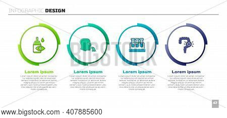 Set Eye Drop Bottle, Vomiting Man, Test Tube With Blood And Gut Constipation. Business Infographic T