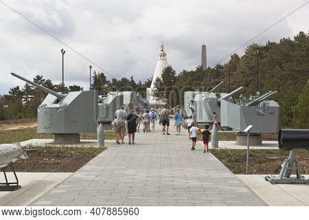 Sevastopol, Crimea, Russia - July 28, 2020: Exposition Of Naval Equipment In The Memorial Complex Sa