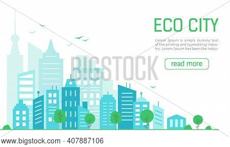 Landing Page Ecological Green City. Panorama Green City