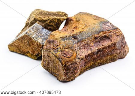 Tiger's Eye Stone, Natural, Without Cut, Ornamental And Esoteric Ore, A Silicified Crocidolite Of Vi