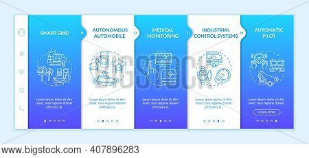 Cyber-physical Systems Usage Onboarding Vector Template. Autonomous Automobile. Industrial Control S