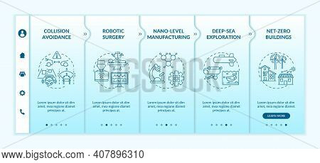 Cyber-physical Systems Usage Benefits Onboarding Vector Template. Robotic Surgery. Deep-sea Explorat