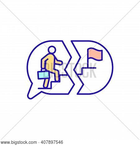 Climbing Career Ladder Rgb Color Icon. Thoughts Of Work Failure. Promotion To Managerial Ranks. Pers