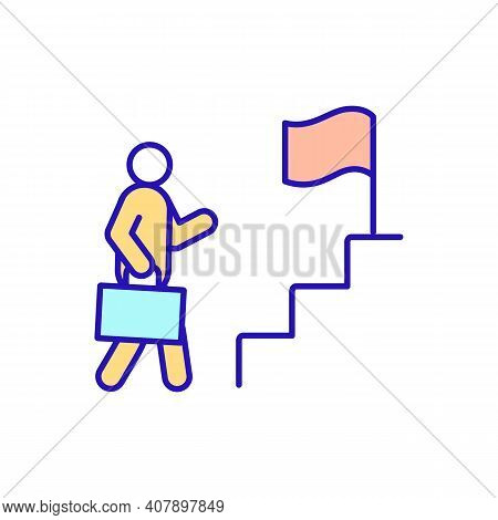 Career Promotion Rgb Color Icon. New Employee With Goals. Responsibility And Authority. Transition F