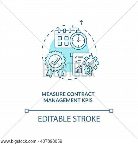 Measure Contract Management Kpis Concept Icon. Efficient Contract Management Advices. Information Ab