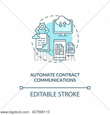 Automate Contract Communications Concept Icon. Efficient Contract Management Tips. Documents Flow Id