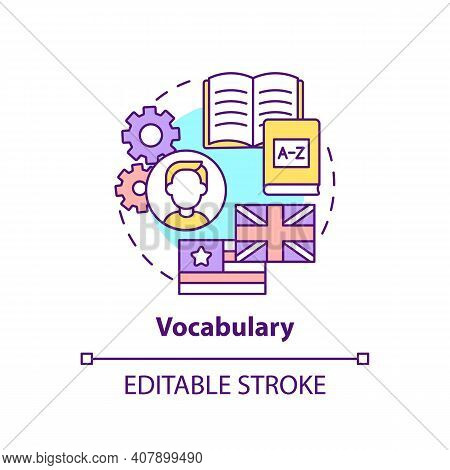 Vocabulary Concept Icon. Language Learning Category Idea Thin Line Illustration. Wordstock, Word-sto