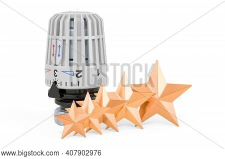 Customer Rating Of Thermostatic Radiator Valve. 3d Rendering Isolated On White Background