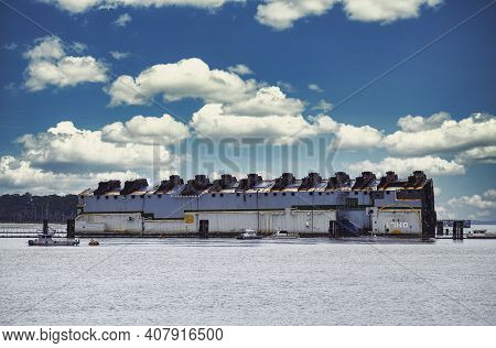 Brunswick, Georgia - January 11, 2021: The Mv Golden Ray Is A 200-meter-long Car Carrier That Capsiz