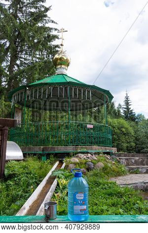 Russia - August 19, 2020. Font. The Holy Key. Okovetsky Holy Spring. Okovtsy, Selizharovsky District