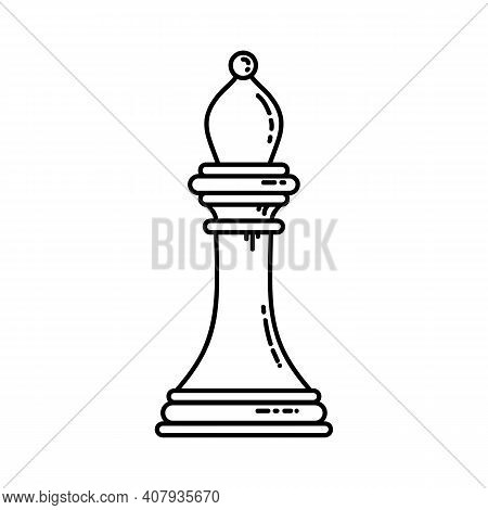 Chess Flat Bishop Icon. Stock Vector Image Of A Chess Rook Isolated Outlined Piece.
