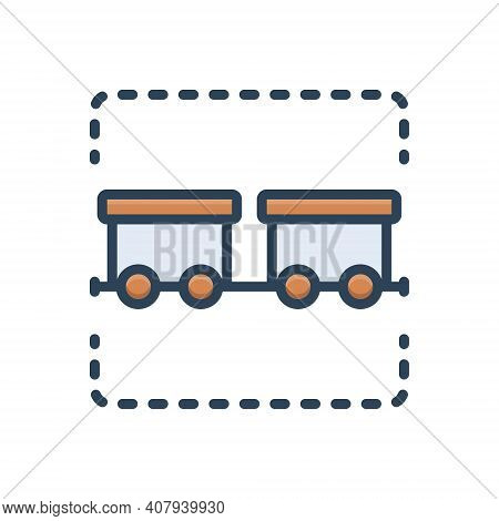 Color Illustration Icon For Wagon Caravan Carriage Trolley Mine Bogie Mine-trolley