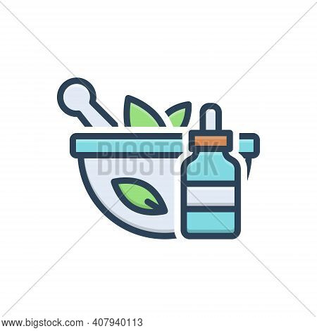 Color Illustration Icon For Extraction Medicine Herbal Ayuredic Naturopathy Healthy