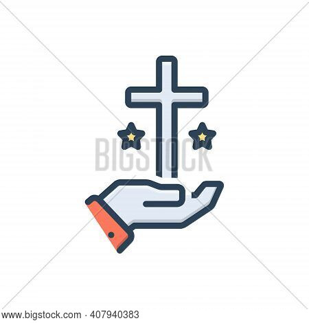 Color Illustration Icon For Truth Veracity Reality Faith Religion Church