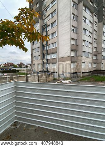 Strasbourg, France - Oct 17, 2020: Tall Abandoned Apartment Building Habitation A Loyer Modere, Gene