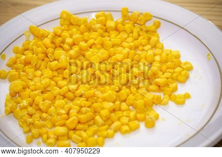 Yellow Sweetcorn Maize Close Up On A Plate