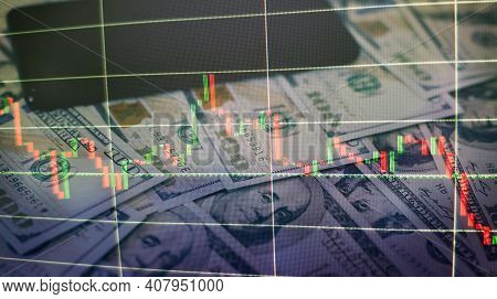 Economic Graph With Diagrams On The Stock Market, For Business And Financial Concepts And Reports.ab