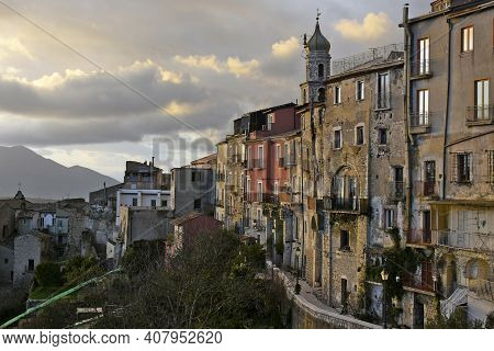 Panoramic View Of Guardia Sanframondi, A Medieval Village In The Province Of Benevento, Italy