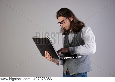 Programming And Writing Code, Developing Software Products. Geek Guy,