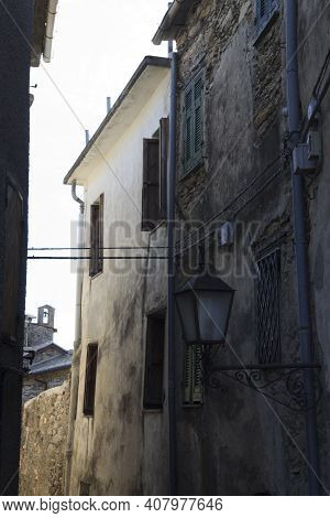 Triora (im), Italy - February 15, 2017: Old Houses In The Witches Village Of Triora, Imperia, Liguri