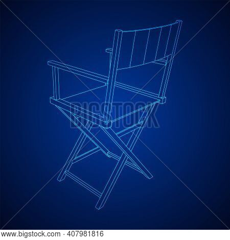 Director Movie Workplace Chair. Wireframe Low Poly Mesh Vector Illustration