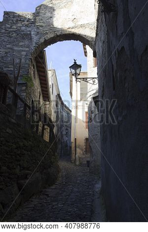 Triora (im), Italy - February 15, 2017: Old Houses Details In The Witches Village Of Triora, Imperia