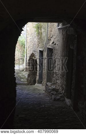 Triora (im), Italy - February 15, 2017: A Small Path Through The Houses In The Witches Village Of Tr