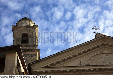 Triora (im), Italy - February 15, 2017: A Church Detail In The Witches Village Of Triora, Imperia, L