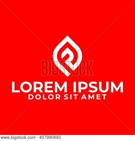 Initial Letter Fp, Fj, Pf, Fpj Logo Template With Modern Geometric Leaf Line Art Illustration On Fla