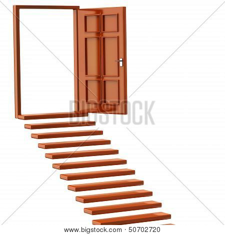 Orange stairs and open doors