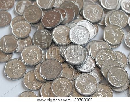 Czech currency (CZK) coins useful as a background
