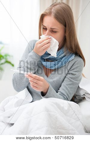 Young Woman Having A Cold