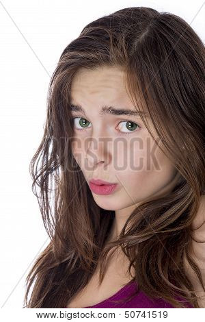 Portrait Of A Teenage Girl Isolated On White
