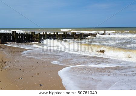 Groynes At Mundesley Norfolk England