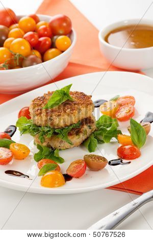 Crab Cakes And Tomato Salad