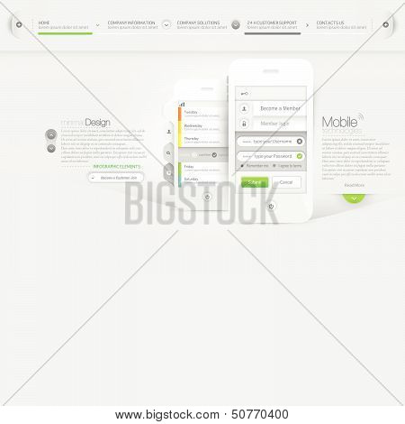 Website template with mobile phone advertisement
