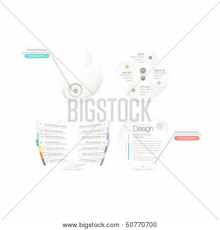 Website template design menu navigation elements with icon set