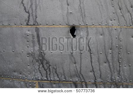 Metallic Texture With Rivets And A Hole