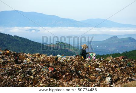 People working at landfill